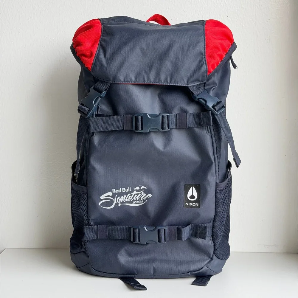 Red Bull x Nixon Landlock Backpack Navy Red Skate Rucksack School Travel - 33L